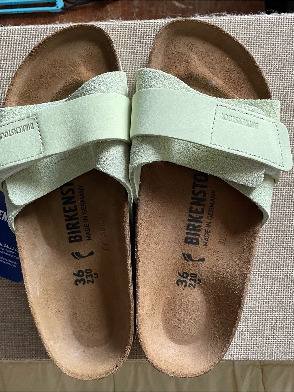 Birkenstock Womens Faded Lime Oita Adjustable Single-Strap Slide Sandals